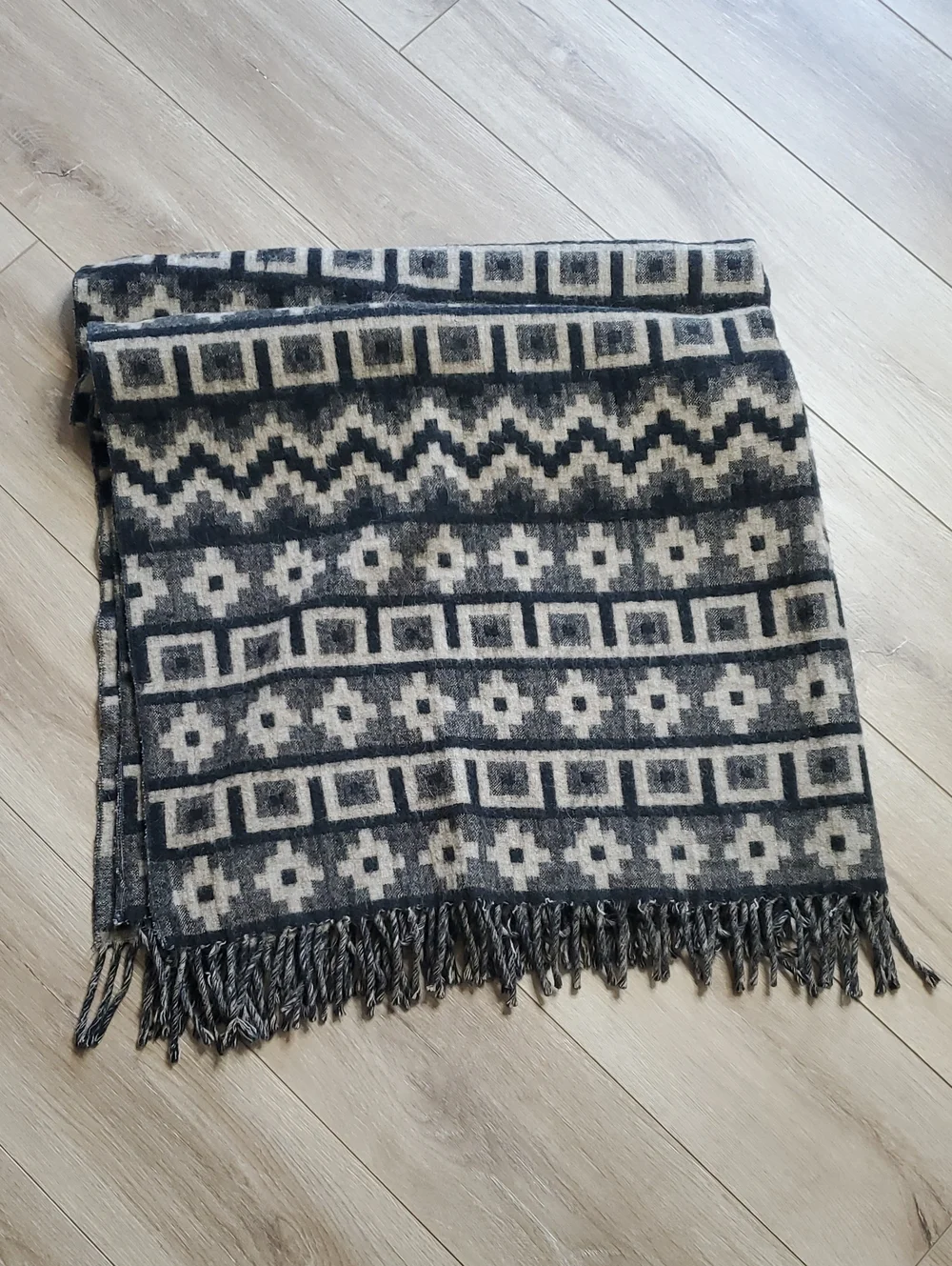 Vintage 60's Marangani Alpaca Throw Blanket Wool Aztec Print